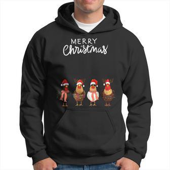 Frohe Weihnachten Hühner Mit Weihnachtsmützen Süßer Hühnerliebhaber Kapuzenpullover - Geschenkecke