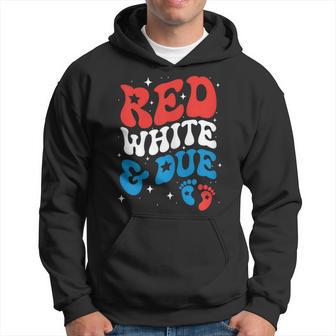 4Th Of July Pregnancy Announcement Red White And Due Hoodie - Thegiftio UK