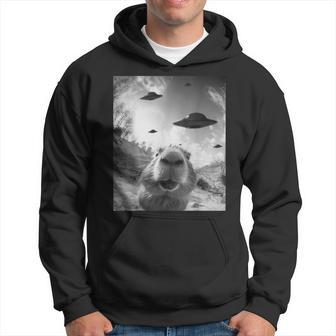 Alien Ufo Graphic Capybara Selfie With Ufos Weird Hoodie - Thegiftio UK