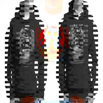 Anime Cute Cat Eating Ramen Japanese Noodles Vintage Hoodie - Thegiftio