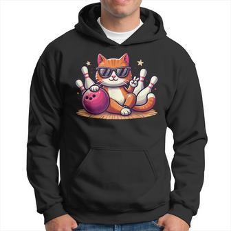 Cat With Sunglasses Cat Playing Bowling Hoodie - Thegiftio UK