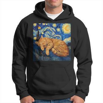 Cat Van Gogh Starry Night Hoodie - Thegiftio UK