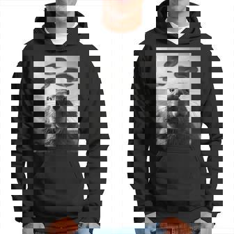 Graphic Costume Weird Cute Capybara Selfie Ufo Hoodie - Thegiftio