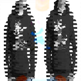 Dabbing Husky Dog Nicaragua Volleyball Fan Jersey Flag Hoodie - Monsterry