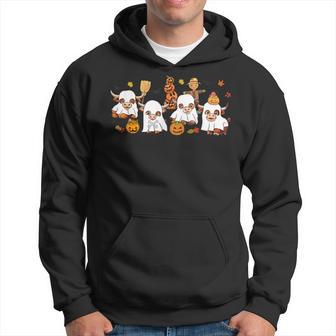Halloween Highland Cow Cute Ghost Cow Pumpkin Hoodie - Thegiftio UK