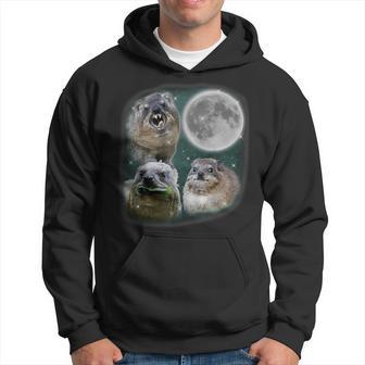 Hyrax With The Moon Meme Animal For Family Hoodie - Thegiftio UK