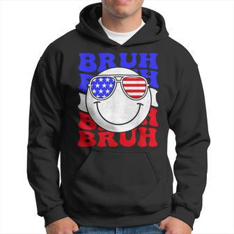 Meme Bruh Usa Flag Smile Face 4Th Of July Patriotic Hoodie - Thegiftio UK
