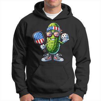 Patriotic Pickle Playing Pickleball Paddle 4Th Of July Hoodie - Thegiftio UK