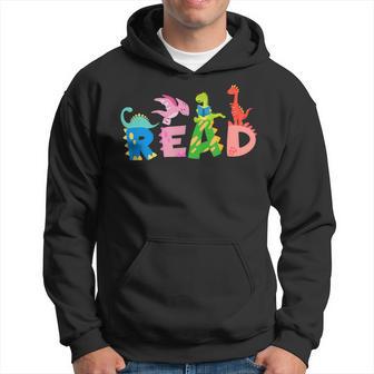 Reading Dinosaur T Rex Dino Book Lover Hoodie - Thegiftio UK