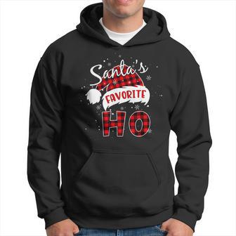 Santa's Favorite Ho Christmas Red Plaid Buffalo Pajama Hoodie - Thegiftio UK