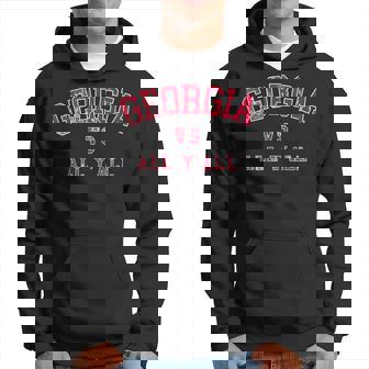 Georgia Vs All Y’All Sports Weathered Vintage Southern Hoodie - Thegiftio UK