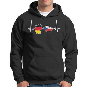 German Czech Flag Heart Lineintage Kapuzenpullover - Seseable