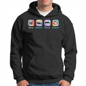 Gig Worker Life Shop Deliver Sleep Repeat Tie Dye Graphics Hoodie - Monsterry