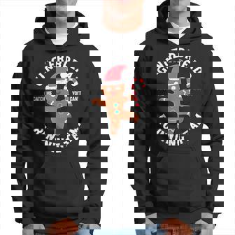 Gingerbread Man Running Team You Can't Catch Me Xmas Hoodie | Seseable UK