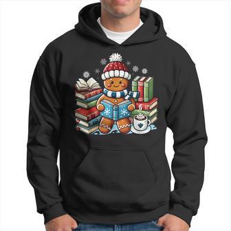 Gingerbread Reading Book Lovers Christmas Bookworm Librarian Hoodie - Thegiftio UK