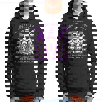 Gnome One Fights Alone Alzheimer Awareness Purple Ribbon Hoodie - Thegiftio UK