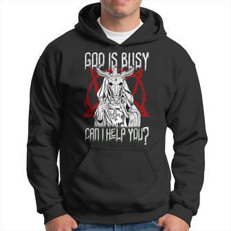 God Is Busy Can I Help You Satanic Baphomet Hoodie - Thegiftio UK