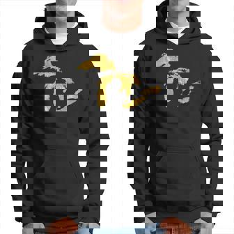 Gold Michigan Map Great Lakes Midwest Mitten Hoodie - Monsterry