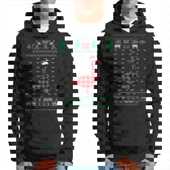 Goose Red Plaid Ugly Christmas Sweater Matching Pajamas Hoodie - Thegiftio