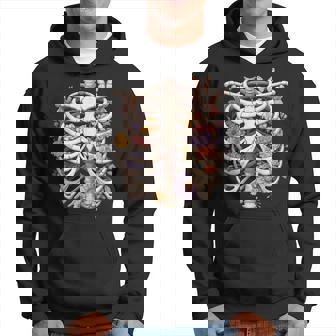 Goth Heart Ribcage With Butterflies And Flowers Skeleton Hoodie - Monsterry