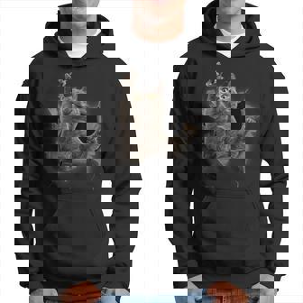 Grey Cat Torn Cloth Cat Dad Cat Mom Cat Lover Hoodie - Thegiftio UK