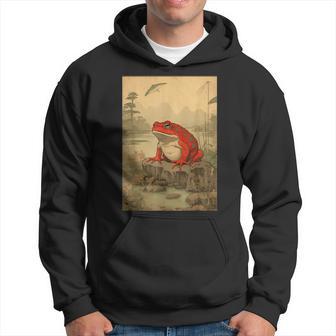 Grumpy Frog Unimpressed Toad Vintage Japanese Aesthetic Hoodie - Thegiftio UK