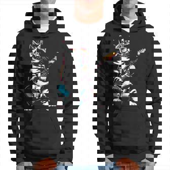 Guitar Cat Novelty Rock Music Band Concert Cat Hoodie - Thegiftio UK