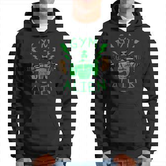 Gym Alien Weightlifting Barbell Weights Cool Fitness Hoodie - Monsterry