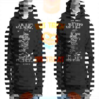 Halloween Hockey Hat Trick Or Treat Ice Hockey Player Hoodie - Seseable