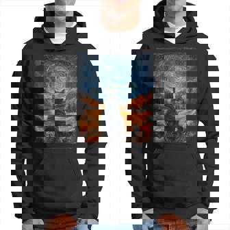 Halloween Party Fun Van Gogh Starry Night Black Cat Pumpkins Hoodie - Monsterry
