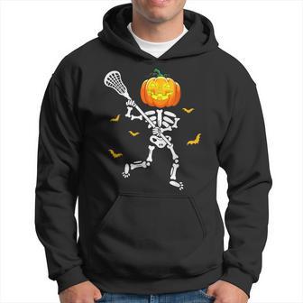 Halloween Pumpkin Skeleton Playing Lacrosse Hoodie - Thegiftio UK