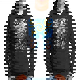 Halloween Starry Night Pumpkin Dog Bats Hoodie - Monsterry