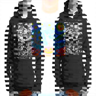 Halloween Van Gogh Starry Night Black Cat Pumpkins Costume Hoodie - Monsterry