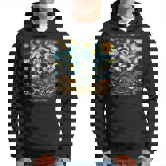 Halloween Van Gogh Starry Night Pumpkin Black Cat Costume Hoodie - Monsterry