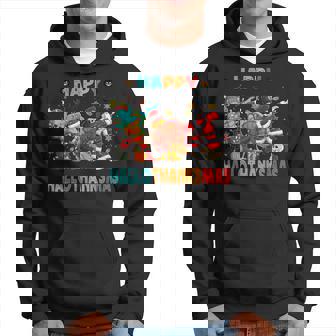 Happy Hallothanksmas Dabbing Christmas Halloween Turkey Hoodie - Monsterry