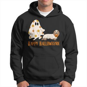 Happy Halloweenie Ghost Dachshund Dressed As Ghost Halloween Hoodie - Thegiftio UK