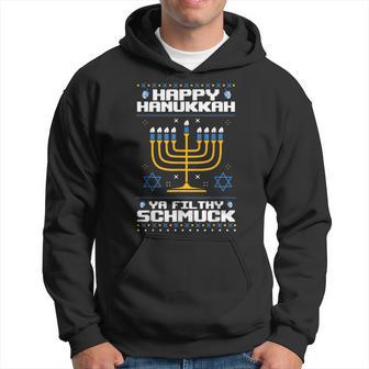 Happy Hanukkah Ya Filthy Schmuck Chanukkah Jew Ugly Sweater Hoodie - Thegiftio UK