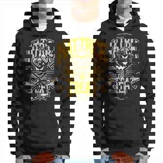 Hat Trick Or Treat Ice Hockey Halloween Fun Hoodie - Seseable