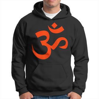 Hindu Symbol Om Or Aum Written In Saffron Color Hoodie - Thegiftio UK