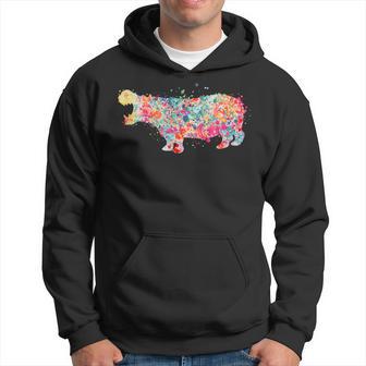 Hippopotamus Colorful Hippo Watercolor Splash Hippo T Hoodie - Thegiftio UK