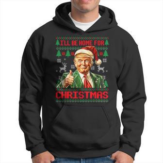 I'll Be Home For Christmas Santa Trump Pajamas Ugly Hoodie - Thegiftio UK