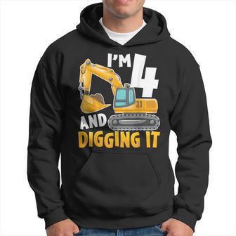I'm Four 4 Year Old 4Th Birthday Boy Excavator Construction Hoodie - Thegiftio UK