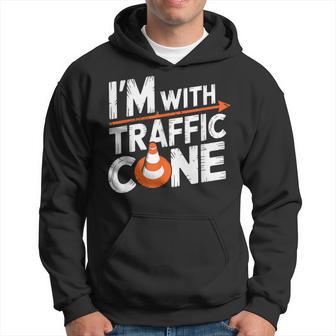 I'm With The Traffic Cone Costume Halloween Couple Hoodie - Thegiftio UK
