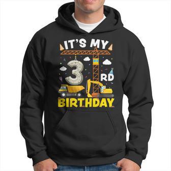 It's My 3Rd Birthday Boys Construction Excavator 3 Years Old Hoodie - Thegiftio UK