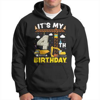 It's My 4Th Birthday Boys Construction Excavator 4 Years Old Hoodie - Thegiftio UK