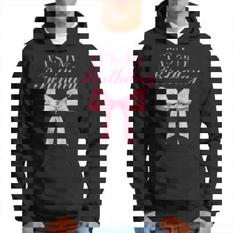 It's My Birthday Coquette Aesthetic Trendy Pink Bow Hoodie - Thegiftio