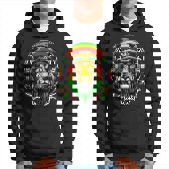 Jamaican Pride Rasta Reggae Lion With Music Headphones Hoodie - Seseable