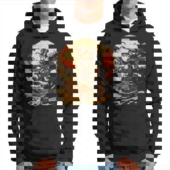 Japonais Sunset Samurai Cat Eat Pizza Anime Ninja Chaton Sweat à capuche - Cadeauxyz