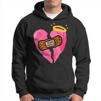 Jesus Heals Broken Heart Print Bandages Bandaids Hoodie - Thegiftio UK