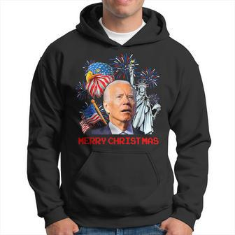 Joe Biden Confused Patriotic Merry Christmas For 4Th Of July Hoodie - Monsterry AU